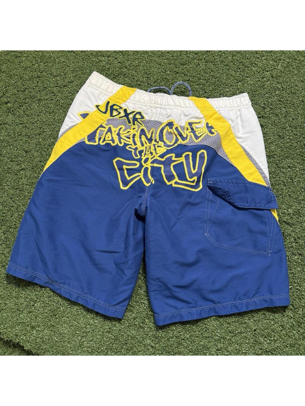 Vinatge Joe Boxer Swim Trunks Men Size S Mesh Lined Graffiti Y2K Beach Summer